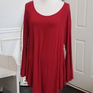 Isaac Liev Red Tunic with Bell Sleeves Size Medium
